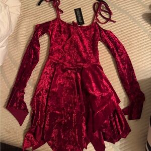Red Velvet Long Sleeve Dress NWT